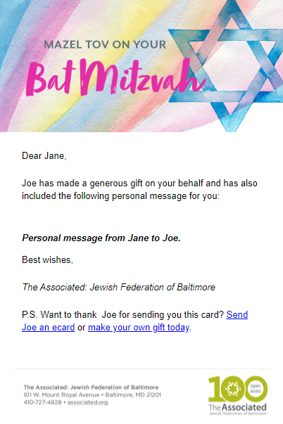 Mazel Tov on your Bat Mitzvah